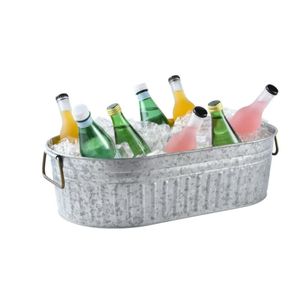 Cubeta de Hielo Ovalada Galvanizada, Enfriador de Bebidas Metálico, Cubeta para Hielo, Cerveza y Vino, para Bares, Clubes, Hoteles, Jardines y Fiestas - Product Image 4