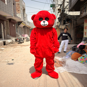 Costume de personnage d'ours en peluche rouge SHIVA TAILOR pour adultes, conçu pour les activités marketing, les divertissements et les célébrations - Product Image 1