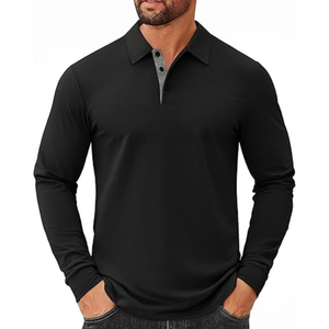 Polo de Manga Larga para Hombre – Camiseta de Golf Clásica de Algodón con Cuello para Uso Diario, Casual y de Negocios - Product Image 1