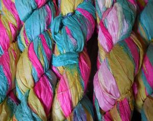 Hilo de seda para hacer punto para trabajo artesanal, hilo de seda de colores blancos, reciclado, indio - Product Image 4