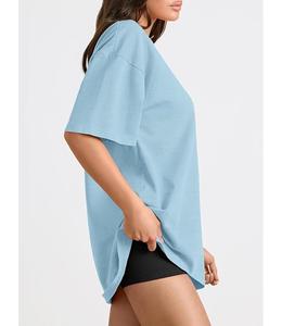 Camiseta de Mujer de Algodón 100% Sólido, Diseño Nuevo, Manga Corta, Cuello con Hombros Caídos, Estilo Holgado Informal y Transpirable, Hecho en Bangladesh - Product Image 3