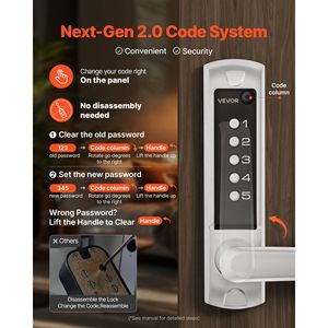 Serratura Intelligente per Porta con Combinazione a 5 Cifre, Pulsantiera a Singolo Lato, Ingresso Senza Chiave, con Chiave Meccanica per Porta Singola, Aggiornamento Codice 2.0 - Product Image 4