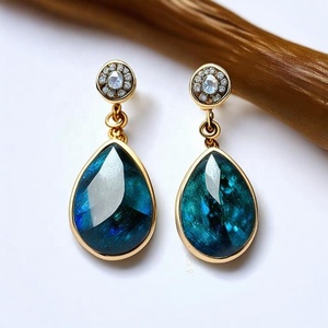 Boucles d'oreilles de luxe en argent sterling 925 avec pierres précieuses pour femmes Boucles d'oreilles plaquées or 18 carats - Product Image 3