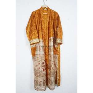 Kimono de Seda 100% Hecho a Mano, Ropa de Dormir, Manga Larga, Cuello en V, Cierre con Cordón, Suave, para Bodas, Festivales, Yoga y Descanso - Product Image 2