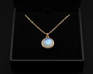 Rainbow Moonstone Round Pendant <b>Necklace</b> Natural Gemstone Handmade Crystal Jewelry <b>Boho</b> Women Gift Pendant - Product Image 3