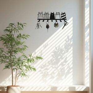 CIFbuy Modern Cat Themed 7 Hook Decor Rack <b>Wall</b> Hooks & Coat <b>Storage</b> Hanger with for Temu Pick up Service - Product Image 3