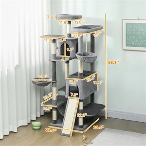Torre para Gatos de Múltiples Niveles con Tapete para Gatos, Estructura para Escalar para Familias de Gatos, Árboles y Rascadores Premium para Gatos - Product Image 6