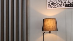 Minimalist <b>Black</b> Floor Lamp with Fabric Drum <b>Shade</b> LED <b>Light</b> Source Adjustable Height for Living Room Bedroom T2407 - Product Image 4
