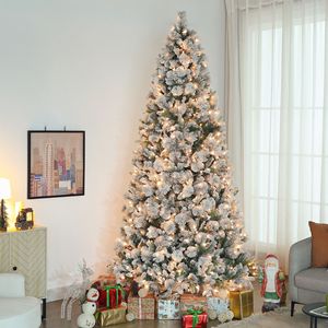 Albero di Natale Preilluminato 2,7 m con 750 Luci Trasparenti e 2387 Punte, Supporto in Metallo per Casa e Ufficio, Natale 2022 e Capodanno - Product Image 2