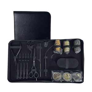 Kit d'outils pour extensions de cheveux avec étui en cuir, instruments en acier inoxydable, pinces à cheveux, outils pour extensions de cheveux avec taille personnalisée - Product Image 1