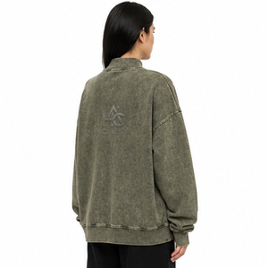 Sudadera Oversize de Felpa/Algodón con Lavado Ácido, Cuello Alto Simulado, Hombros Caídos, Color Negro, Premium, Estilo Urbano de Invierno, Más Vendida - Product Image 5
