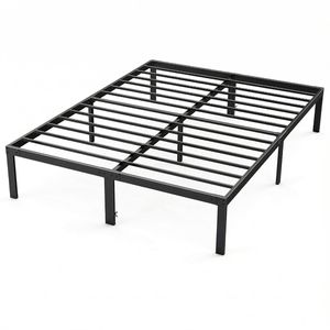Heavy Duty <b>Queen</b> Metal <b>Bed</b> <b>Frame</b> <b>with</b> <b>Storage</b> Steel Slat Support Black - Product Image 1