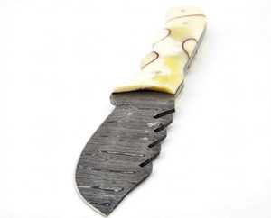 Custom Handmade Damascus Steel Heavy Utility <b>Knife</b> Sawback Spine Camel <b>Bone</b> <b>Handle</b> - Product Image 2