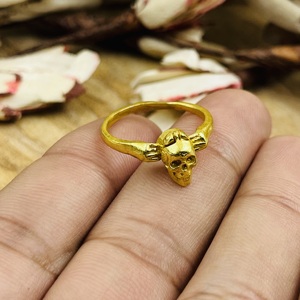 Nouvelle Arrivée Bague Crâne Gothique pour Homme, Bague Punk en Laiton Plaqué Or 18K, Bague Statement Style Rock pour Motard, Vente en Gros/OEM/ODM - Product Image 2