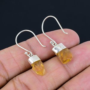 Designer Citrine Gemstone Earrings Silver Handmade Dangle Statement Earring Jewelry Gift for Women At <b>Best</b> Price - Product Image 3
