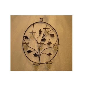 Indian Supplier Circular Iron Wall-Mounted Tea <b>Light</b> Candle Holder with <b>Leaf</b> Design for Home Decoration - Product Image 3