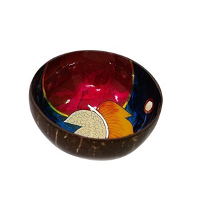 ชามมะพร้าวเคลือบเงาขายส่ง ลายใบไม้สวยงาม ชามเสิร์ฟงานฝีมือประณีต สำหรับส่งออกและตลาดของขวัญ - Product Image 1