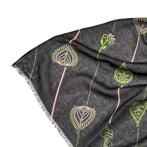Along Lines Square <b>Scarf</b> Black Lightweight Eco-Friendly Fashion Pink Green Ivy Pattern Soft Women's Sorority Shawl <b>Neck</b> Wrap - Product Image 5