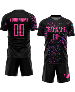 Camiseta de Fútbol Sublimada Personalizada para Hombre, Manga Larga, Negra, Rosa, Azul, Nombre del Equipo, Número, Absorbe la Humedad, Unisex, Ajuste Atlético para Adultos - Product Image 3