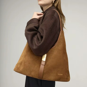 Sac hobo en cuir véritable au toucher doux avec grande capacité, doublure en lin durable et design portable pour une utilisation décontractée - Product Image 1