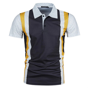 Camisa de Hombre ACE de Algodón con Estampado Geométrico y Bloques de Color, Manga Corta, Cuello Clásico, Transpirable, Corte Regular, Estilo Casual - Product Image 1