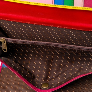 Casual Unisex Genuine Cowhide fur Leather <b>Wallet</b> with Malty Color <b>Card</b> <b>Holder</b> Zipper Closure-Patchwork Design - Product Image 6