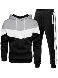 Ensemble de sweat-shirts à capuche pour homme 100% coton, coupe classique, en molleton, écologique, décontracté, pour l'hiver, noir, blanc, beige, manches longues, tricoté - Product Image 6