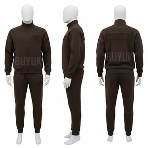Custom Design Tracksuit Unisex Full Zipper Solid Color Polyester Sweatshirt <b>Pants</b> Set Breathable Casual Autumn Wear - Product Image 2