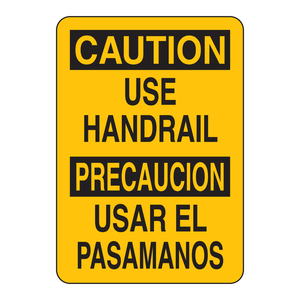 Panneau de signalisation bilingue de prudence pour les mains courantes - Panneau de sol pliable en PVC pour les escaliers et les zones de travail - Product Image 2