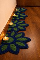 Ensemble de 6 tapis d'escalier en laine de qualité Rangoli |   Tapis d'escalier décoratif floral de 12 pouces pour la maison, décoration de Diwali, mariage, festival