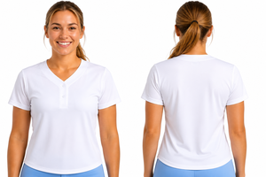 Camiseta de Béisbol Blanca Personalizada para Mujer, Manga Corta, Cuello en V, Secado Rápido, Poliéster, para Equipo de Softbol, OEM - Product Image 2