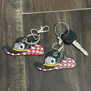 Porte-clés en cuir de vache véritable, artisanal, durable, de qualité supérieure, motif à carreaux, embossé, accessoire rustique de style western pour hommes et femmes - Product Image 6