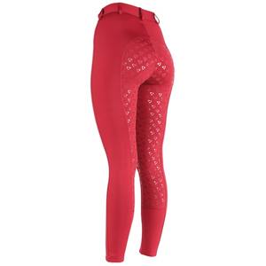 New Arrival Women's Genuine <b>Leather</b> High Rise Skinny Fit Quick Dry Compression Equestrian <b>Leggings</b> Eco-Friendly <b>Red</b> Gel Grip - Product Image 6