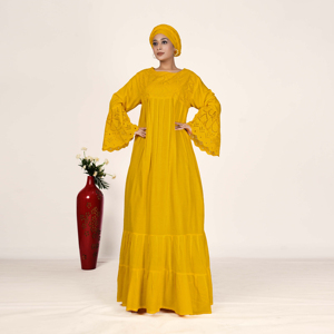 Vestido Largo Kaftan de Rayón para Mujer, Estilo Islámico Árabe de Dubái, con Bordado Chikankari Schiffli y Mangas Holgadas - Product Image 4