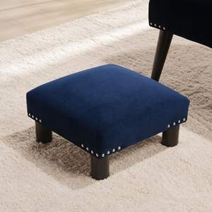 Jules 16 "ที่วางเท้าออตโตมันทรงสี่เหลี่ยมผ้ากำมะหยี่สีกรมท่า - Product Image 1