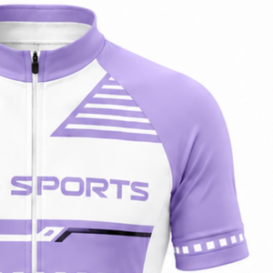 Lavender White <b>Cycling</b> Jersey <b>Shorts</b> Set <b>Short</b> Sleeve Full Zip Quick Dry <b>Padded</b> Bicycle Racing Uniform Team Training Sportswear - Product Image 5