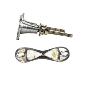 Tirador de manija de muebles Infinity de nácar Vintage, carcasa de puerta plateada para dormitorio y cajones de cocina, tocador y uso de gabinete - Product Image 1