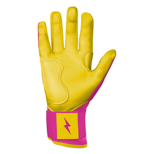 Gants de frappeur de baseball en cuir de chèvre 100 % qualité supérieure, personnalisés, à manchette longue, avec poignées ergonomiques, couleur rose, fournisseur - Product Image 3