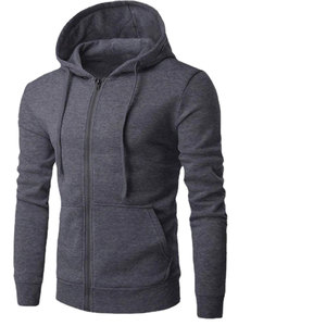 Men's Hooded Zipper Sweatshirt Solid Color Slim Fit Casual Knitted Hoodie Autumn Wear - Product Image 3