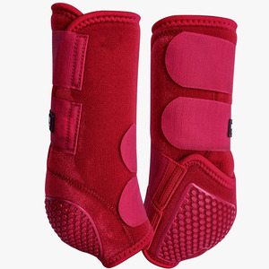 Protège-tendons de cheval en caoutchouc rouge avec grip respirant antidérapant et double sangle de soutien pour usage extérieur - Product Image 2