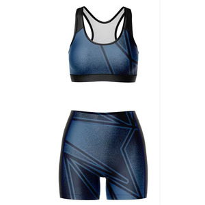 Conjunto de yoga sin costuras acanalado liso para mujer, al por mayor y personalizado, con shorts levanta glúteos y sujetador deportivo, 2 piezas, moda de gimnasio con cintura. - Product Image 5