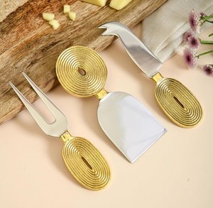 Luxury Gold <b>Cheese</b> <b>Knife</b> <b>Set</b> Durable Stainless Steel Slicer & Serving Tools Premium Copper Handle for <b>Cheese</b> Cake Butter - Product Image 2