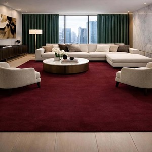 Solid Burgundy Area Rug Modern Hand Tufted Wool Rug Plush Soft Living Room Carpet Luxury Minimalist Bedroom <b>Floor</b> Rug Home Decor - Product Image 5