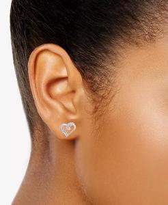 Orecchini a bottone a cuore aperto con diamanti (1/10 ct. T. w.) in argento Sterling | Macacy's - Product Image 2
