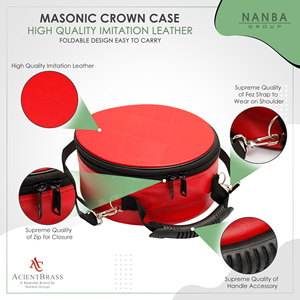 Premium NANBA GROUP Masonic Crown Cap Case (Red) Leather Zipper Closure Lightweight 10x22cm Scottish Rite <b>Hat</b> <b>Box</b> Custom Logo - Product Image 5