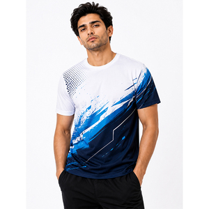เสื้อยืดกีฬาผ้าตาข่ายโพลีเอสเตอร์ 100% น้ำหนัก 150 กรัม แห้งเร็ว สำหรับฤดูร้อน ขายส่ง รับสกรีนโลโก้ เสื้อยืดผู้ชาย เสื้อกีฬา - Product Image 1