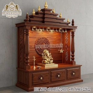 Artesanía Tradicional India de Madera, Templo Decorativo para el Hogar, Madera de Teca Sólida, Pooja Mandir, Tamaño Personalizado, Envío Marítimo, DSTEXPORTS - Product Image 3