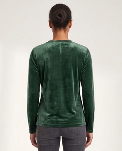 T-shirt en velours à manches longues pour femme, col rond, style streetwear - Product Image 2