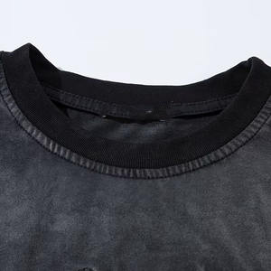 Camisetas de hombre personalizadas de algodón 100% de 240 g, con lavado a la piedra, lavado ácido y pintado en negro, lisas, oversize, vintage, antiarrugas, cuello redondo - Product Image 4