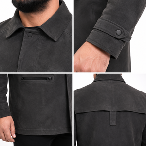 <b>Men's</b> Premium <b>Suede</b> Leather Car Coat Long Winter Trench <b>Jacket</b> with Zippers Outdoor Casual Custom OEM Wholesale - Product Image 4